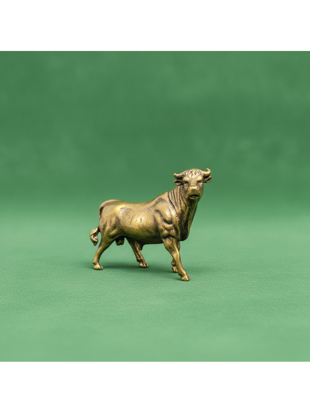 Brass Bull Cow Miniature Figurine Sculpture